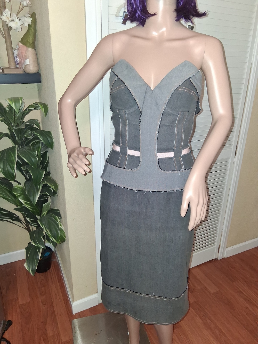 VINTAGE Y2K Archival Stella McCartney FW 2003 Runway Denim Corset Dress IT 42